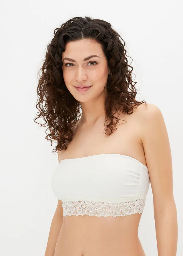 Sujetador bandeau de Feel Comfort con algodón orgánico (2 unidades) Amarillo suave + blanco lana