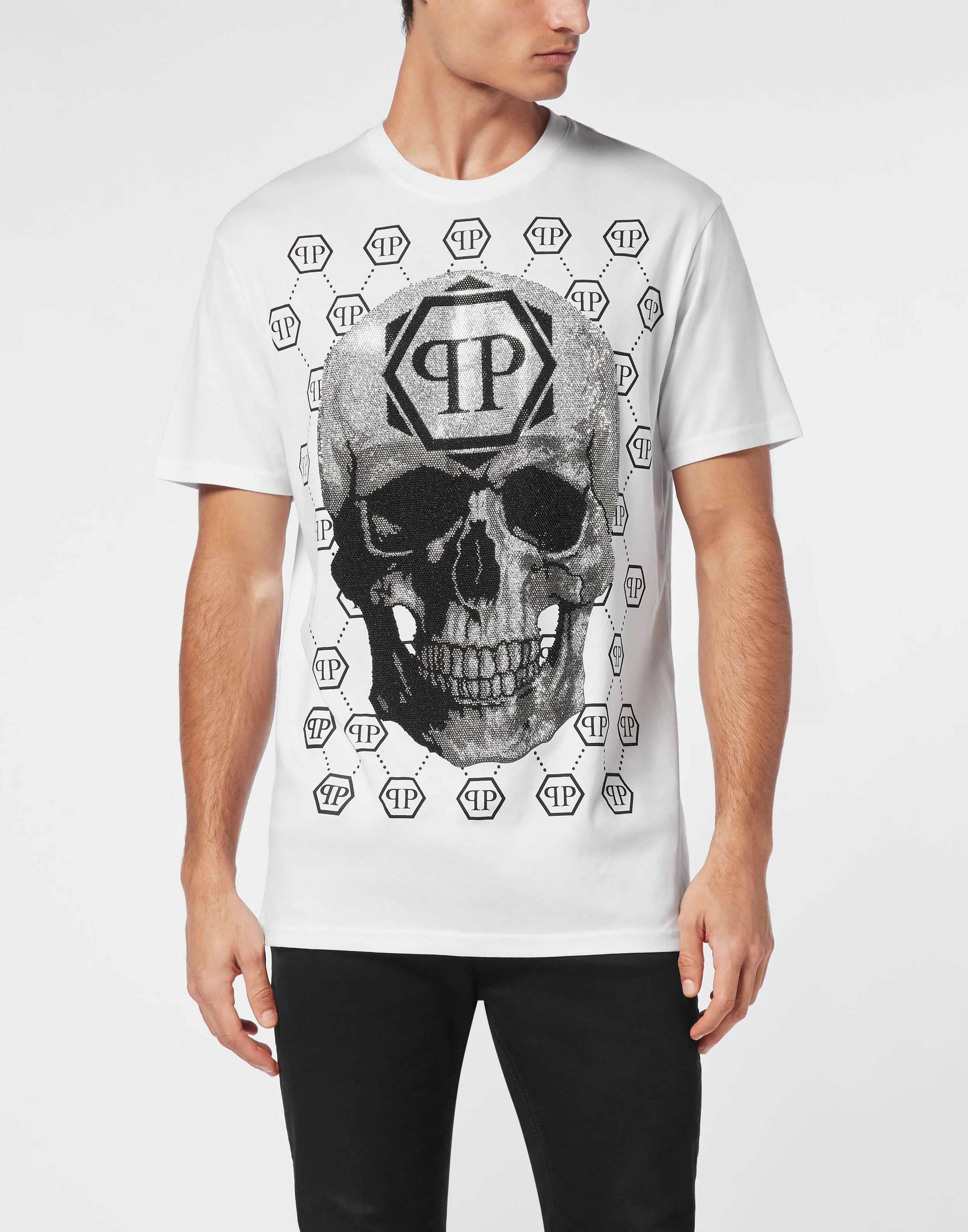 TSHIRT ROUND NECK SS SKULL STRASS