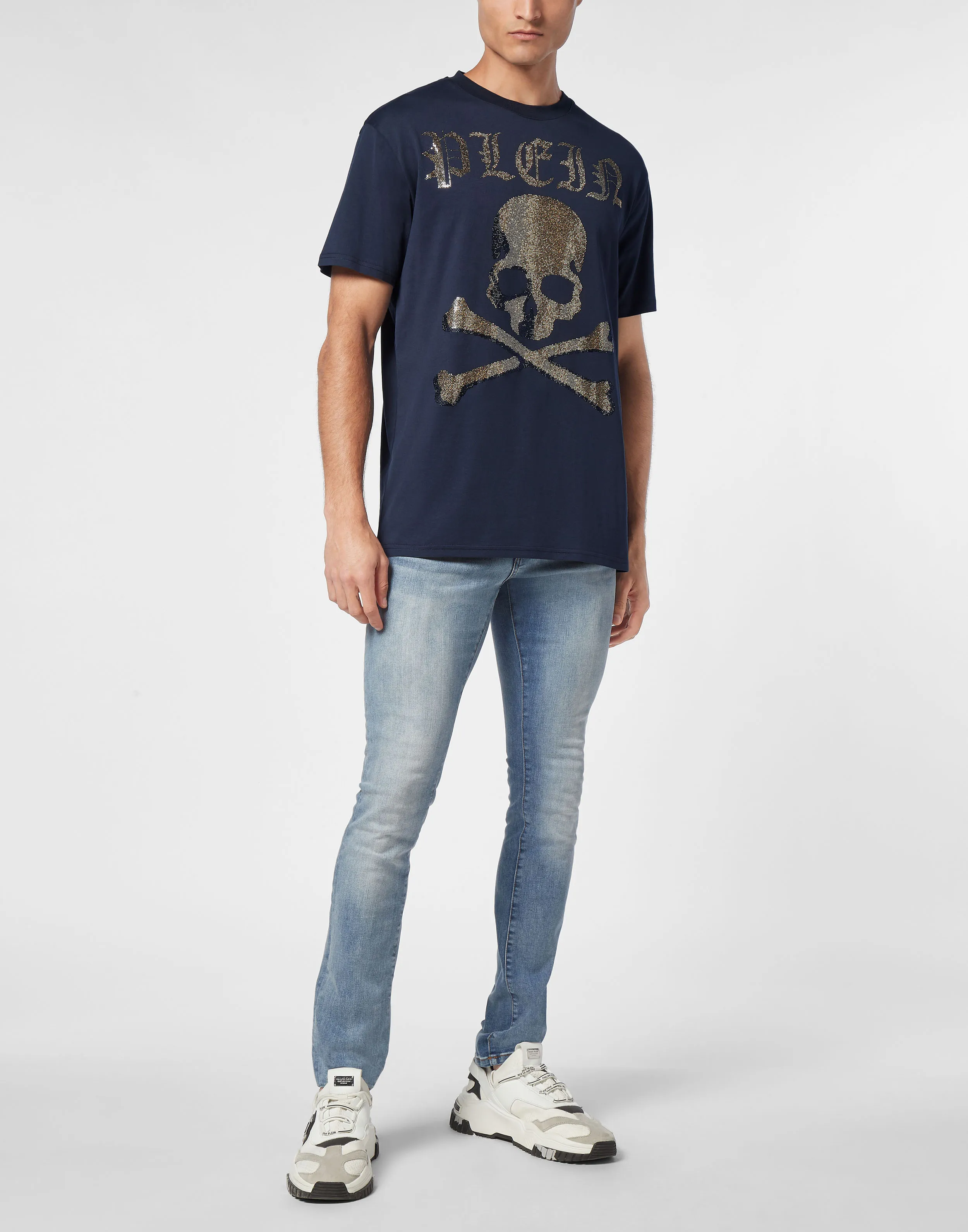 TSHIRT ROUND NECK SS STRASS SKULL&BONES