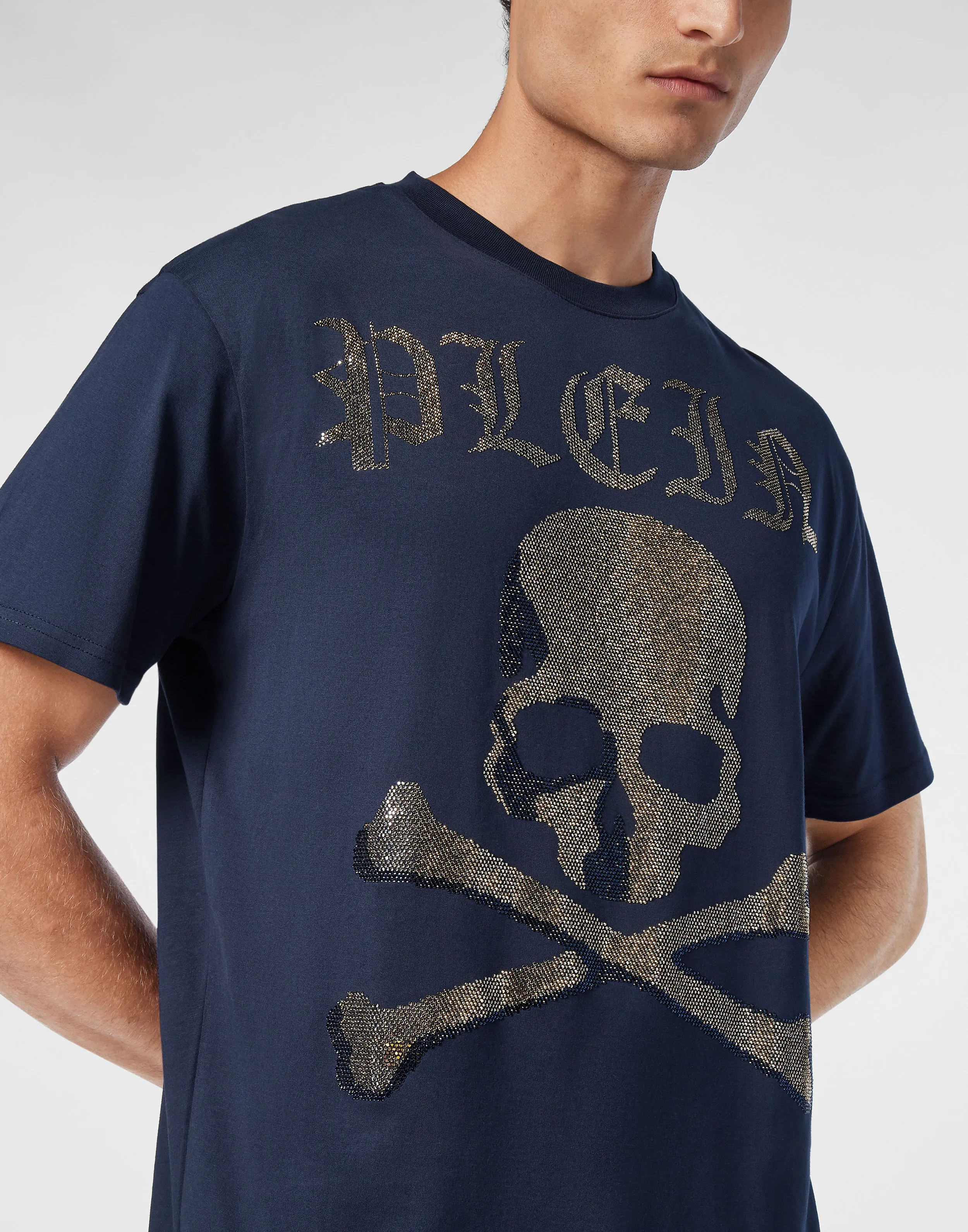 TSHIRT ROUND NECK SS STRASS SKULL&BONES