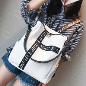 Unique Letters Black White Contrast Color Girl's Square Large Multi-function Shoulder Bag School Backpack 