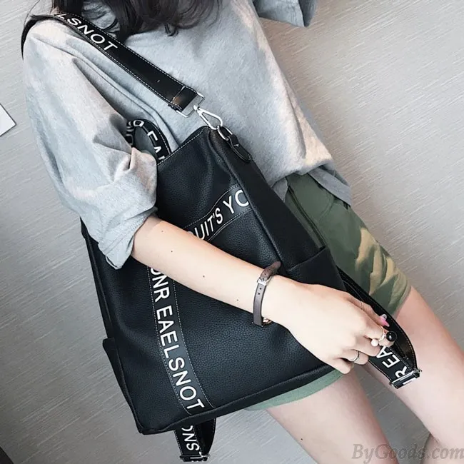 UNIQUE LETTERS BLACK WHITE CONTRAST COLOR GIRL'S SQUARE LARGE MULTIFUNCTION SHOULDER BAG SCHOOL BACKPACK 