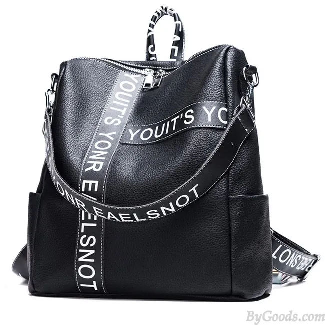 UNIQUE LETTERS BLACK WHITE CONTRAST COLOR GIRL'S SQUARE LARGE MULTIFUNCTION SHOULDER BAG SCHOOL BACKPACK 