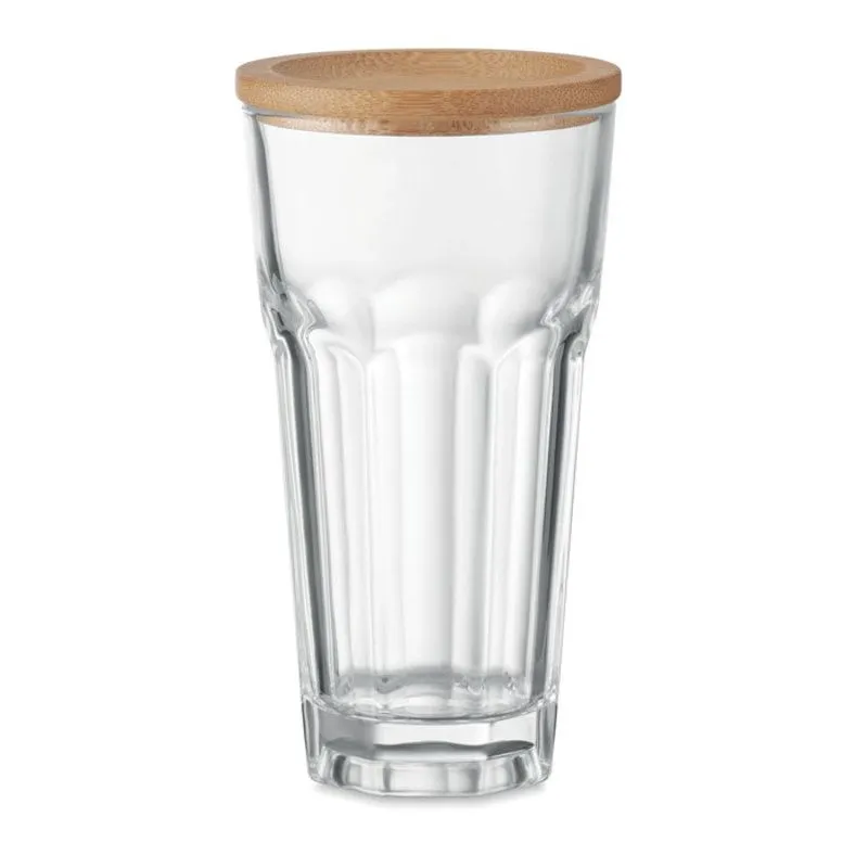 Vaso corporativo de cristal con tapa 300 ml Sempre