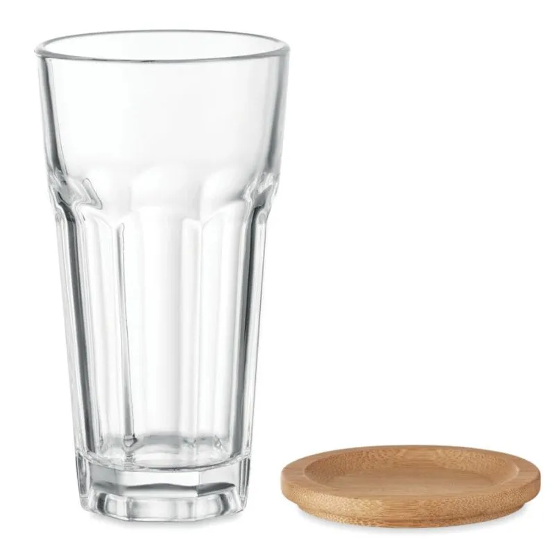 Vaso corporativo de cristal con tapa 300 ml Sempre