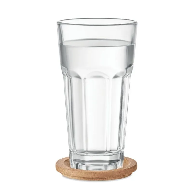 Vaso corporativo de cristal con tapa 300 ml Sempre