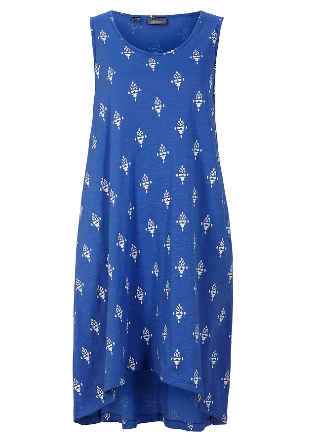 Vestido de algodón de estilo túnica Azul zafiro estampado