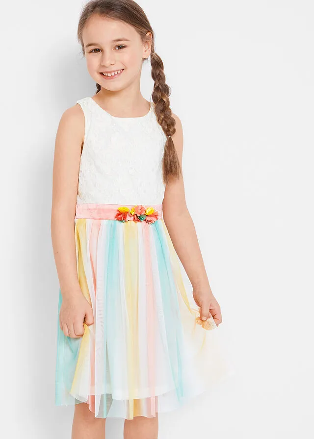 Vestido de fiesta para niñas con degradado Blanco lana