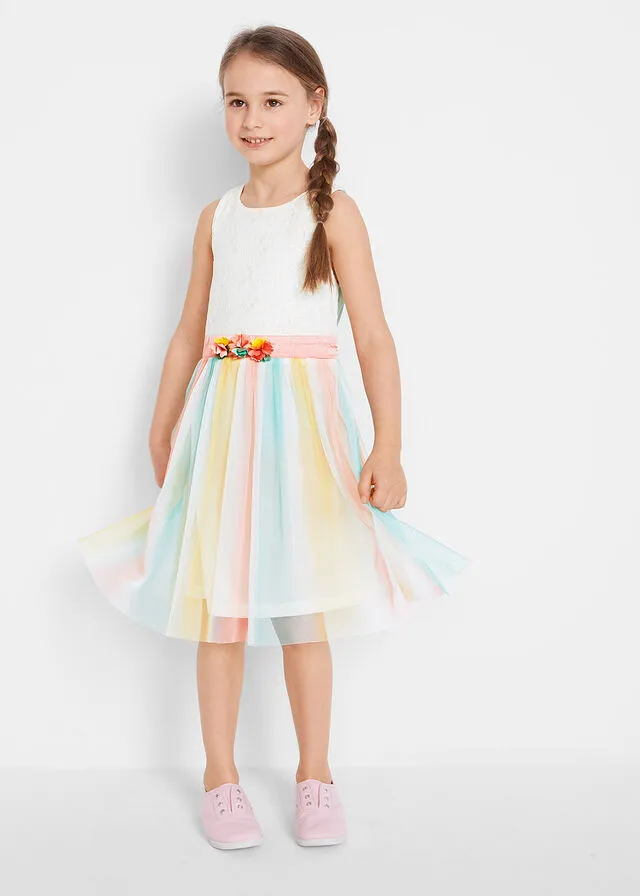 Vestido de fiesta para niñas con degradado Blanco lana