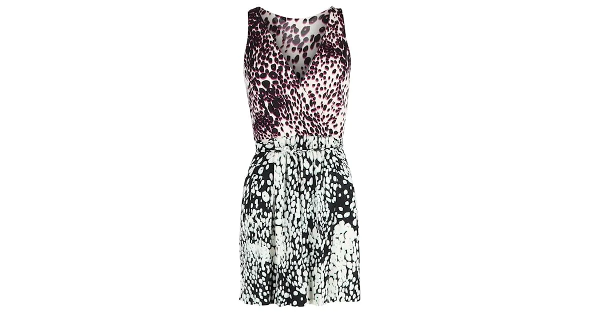 VESTIDO MINI IMPRESO VNECK EN SEDA MULTICOLOR DE DIANE VON FURSTENBERG 