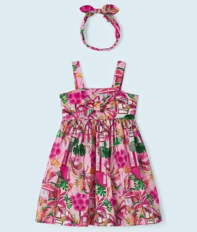 Vestido niña estampado con diadema Mayoral