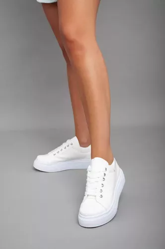 Zapatillas De Dama Bajas Cómodas Moda Urbana Blanco Art-110