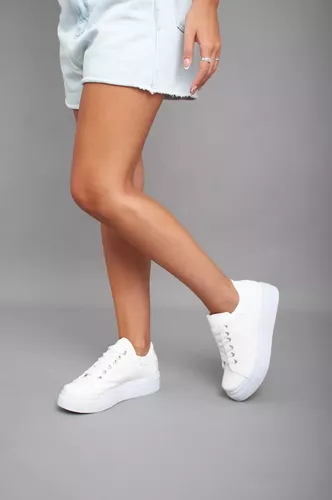 Zapatillas De Dama Bajas Cómodas Moda Urbana Blanco Art-110