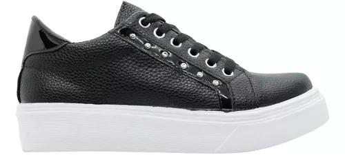 Zapatillas Moda Urbana Liviana Comoda Baja Negro Blanco A100