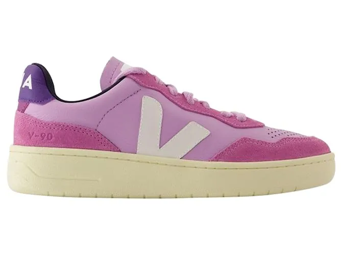 ZAPATILLAS V90  VEJA  CUERO  ROSA 