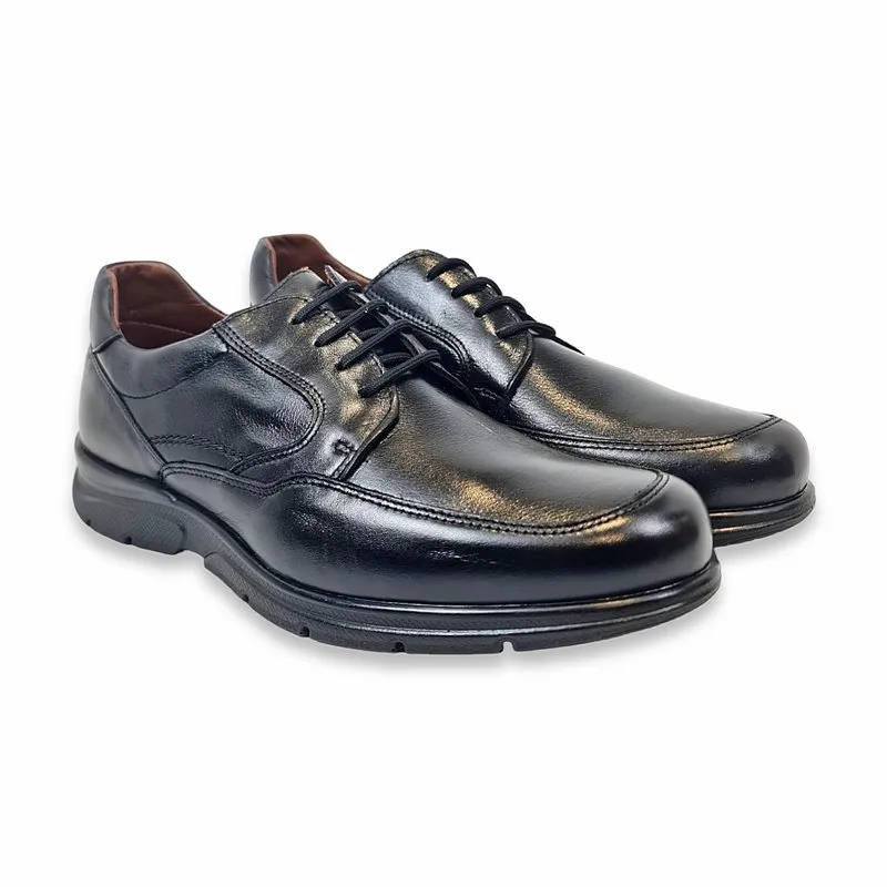 Zapatos Ancho Especial Hombre Piel Napa Plantilla Extraíble 1250 Negro, de Éxodo